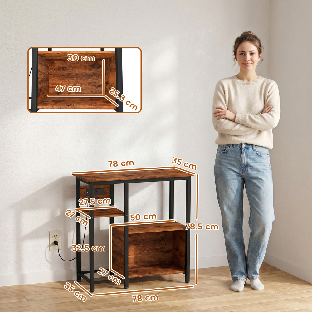 PawHut Rustic Brown Fish Tank Stand with Power Outlets Image 9