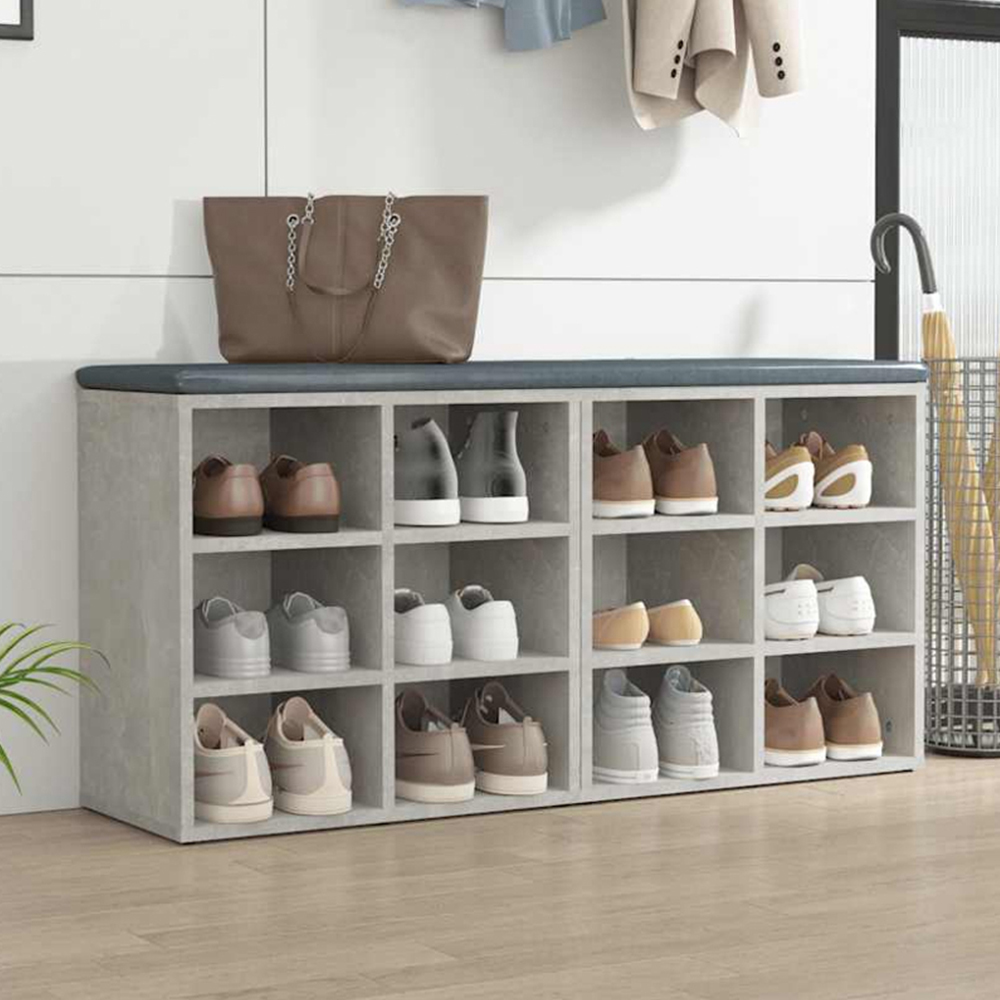 vidaXL 12 Open Shelf Concrete Grey Shoe Storage Cabinet Set of 2 Image 1