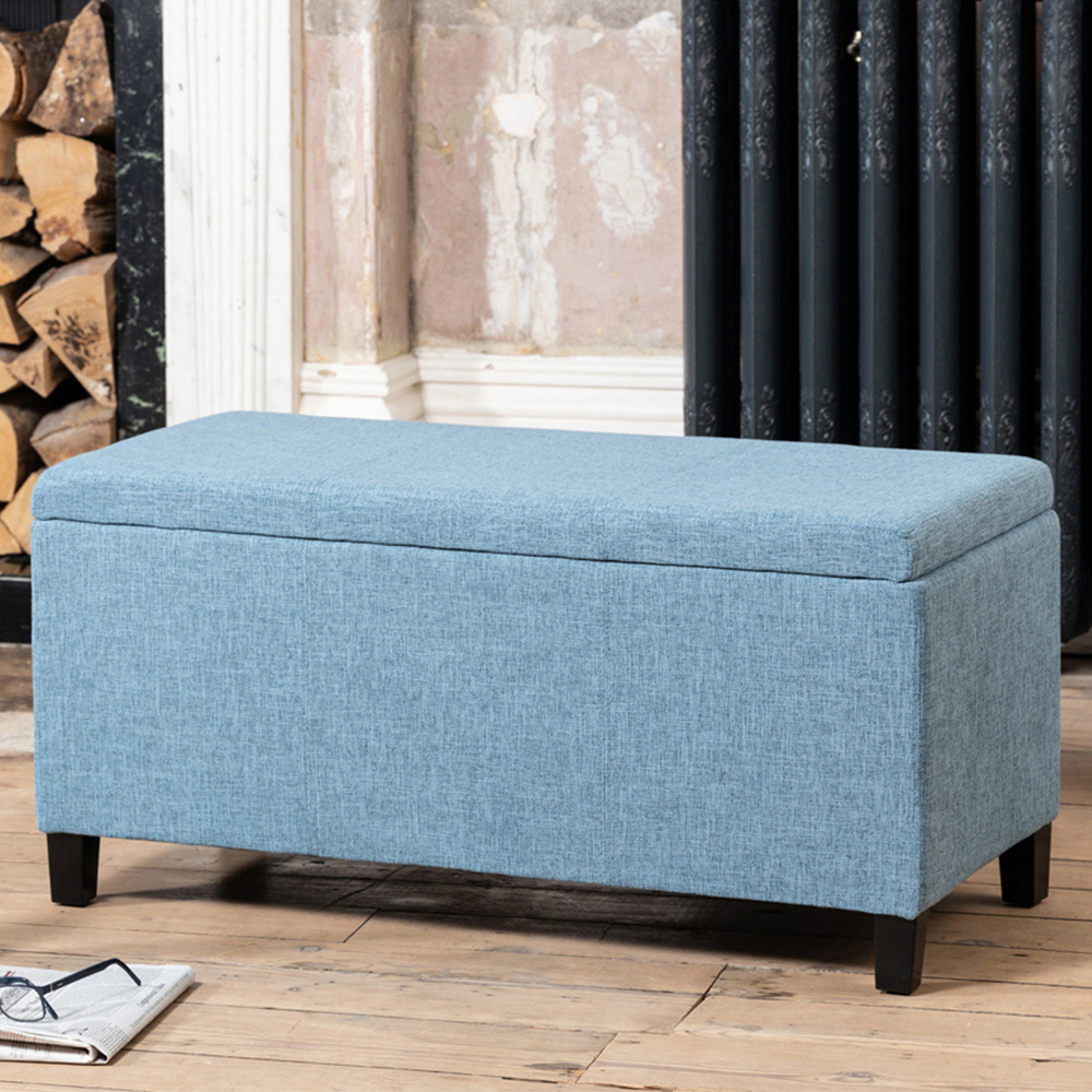 Artemis Home Henbury Teal Fabric Storage Ottoman Image 1