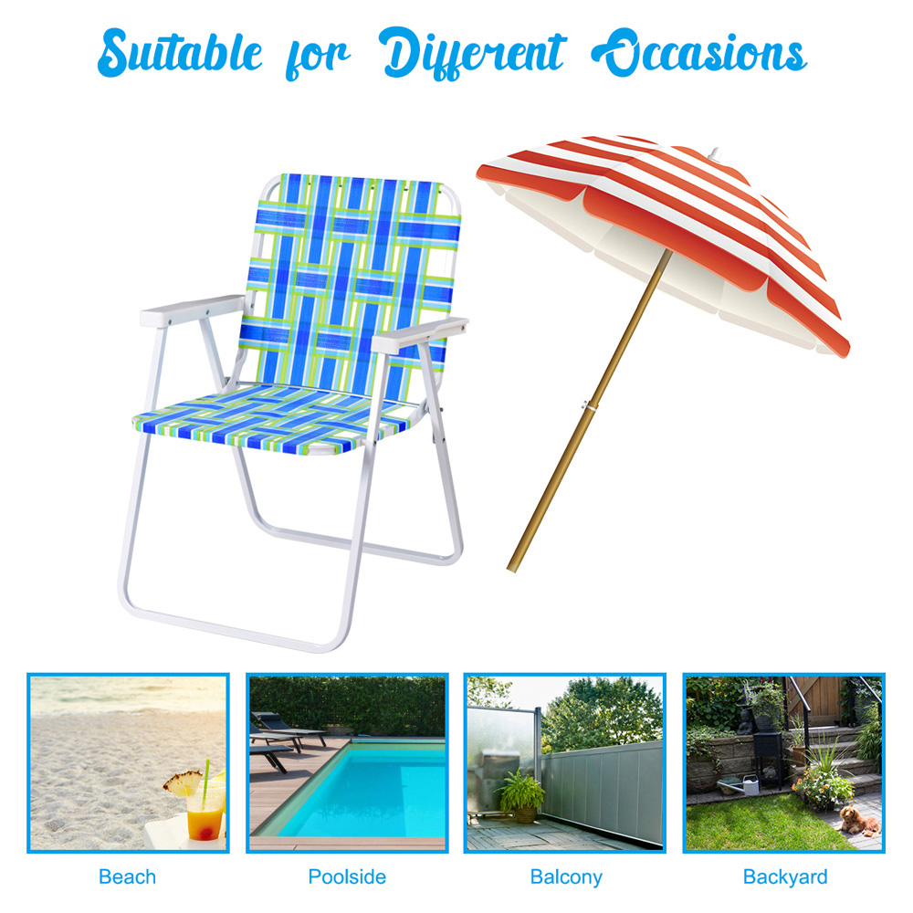 Costway Set of 6 Blue Folding Beach Chair Image 7