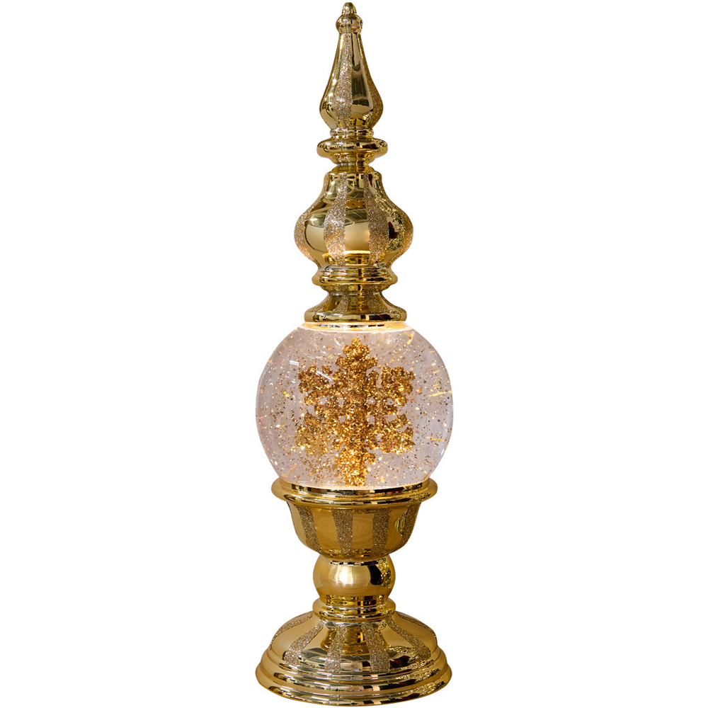 Spindle with LED Spinning Snowflake Gold Image 3