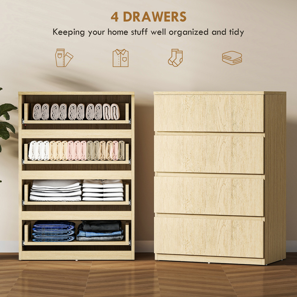 Portland 4 Drawer Natural Bedroom Chest of Drawers Image 8