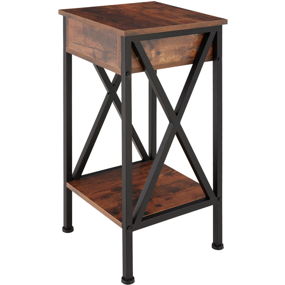 tectake Dayton Single Drawer Dark Wood Bedside Table Image 5