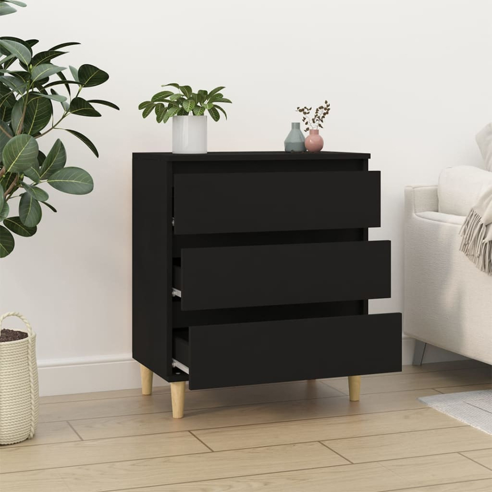 vidaXL 3 Drawer Black Sideboard Image 8