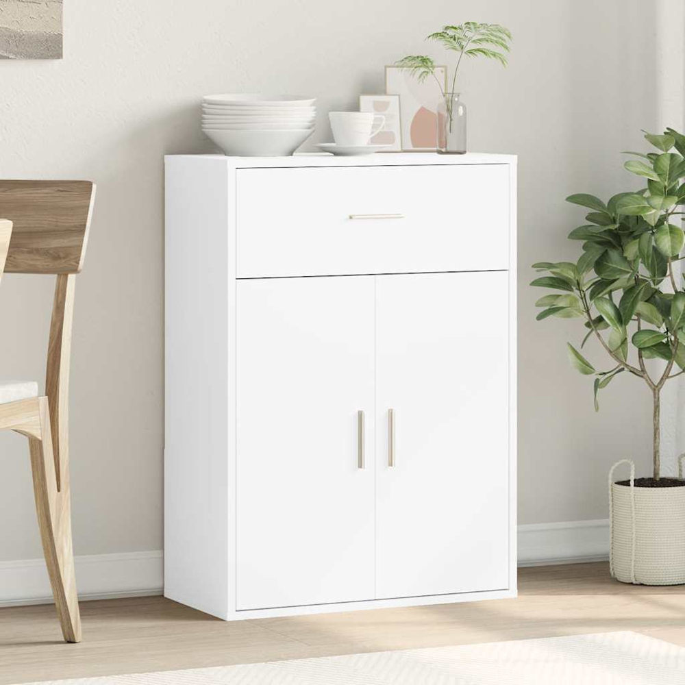 vidaXL 2 Door Single Drawer White Sideboard Image 8