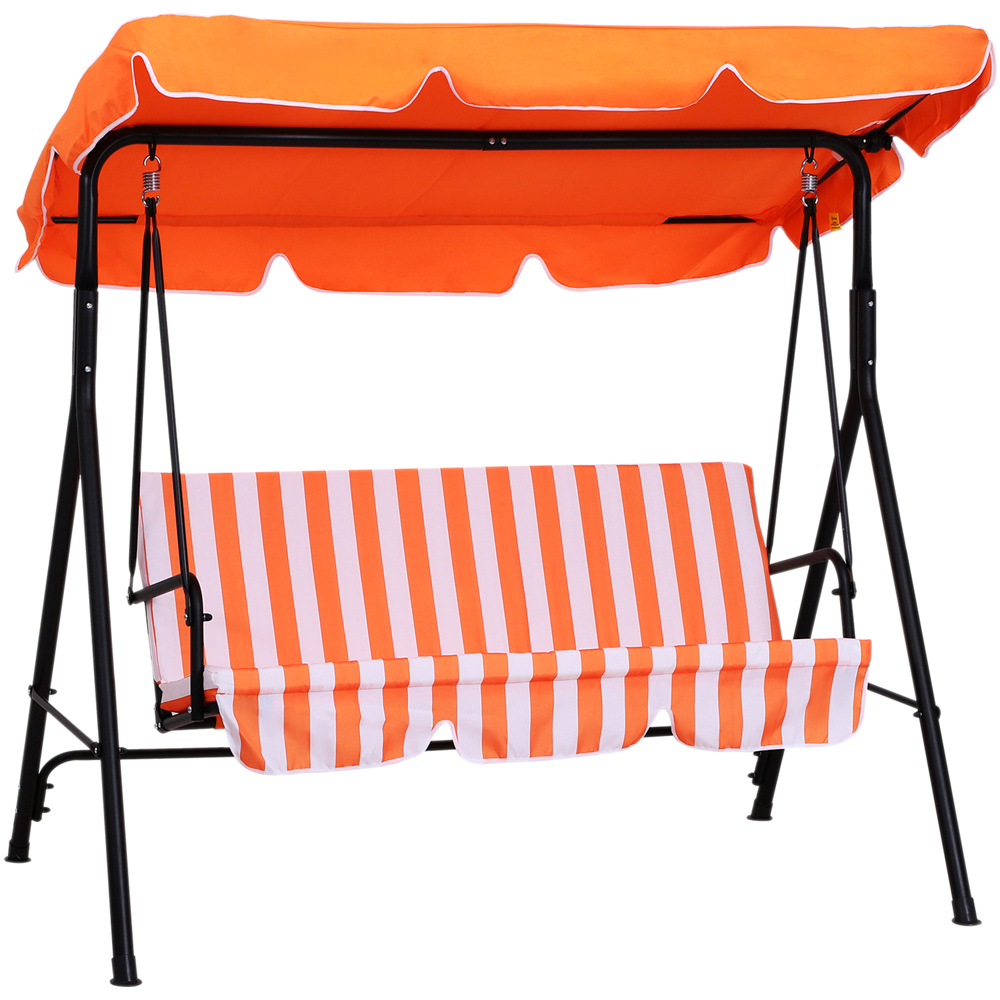 Outsunny 3 Seater Orange Garden Swing Chair with Canopy Image 2