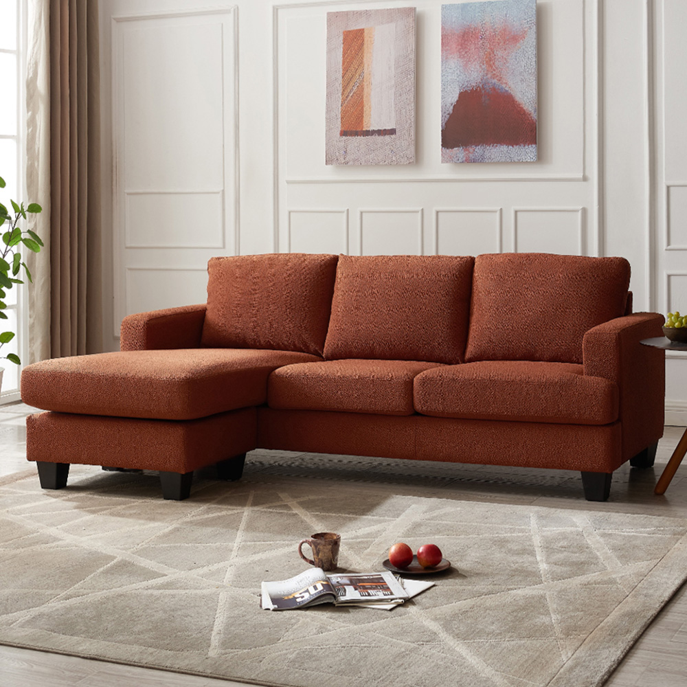 Home Detail Hazel 3 Seater Burnt Orange Boucle Sofa with Chaise Image 1
