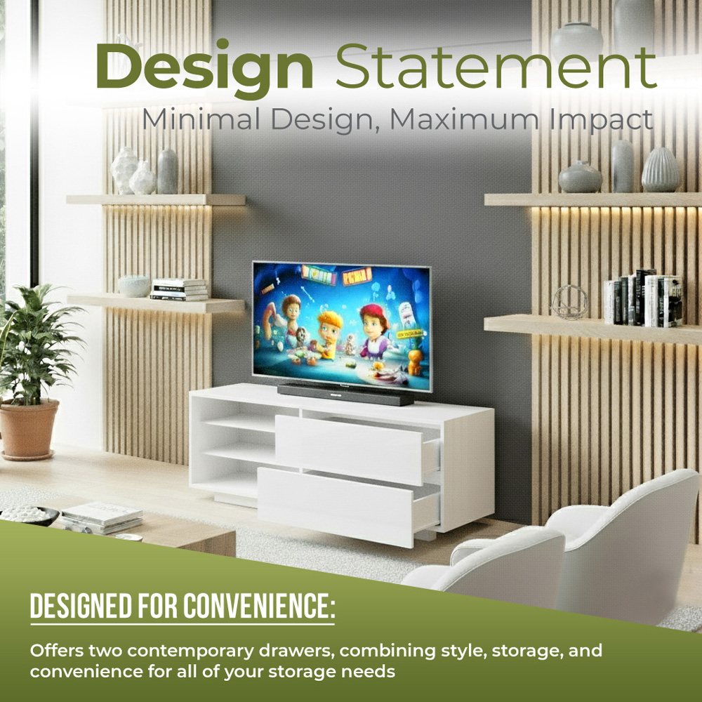 Centurion Supports Gallus 2 Drawer 3 Shelf Gloss White TV Unit Image 4