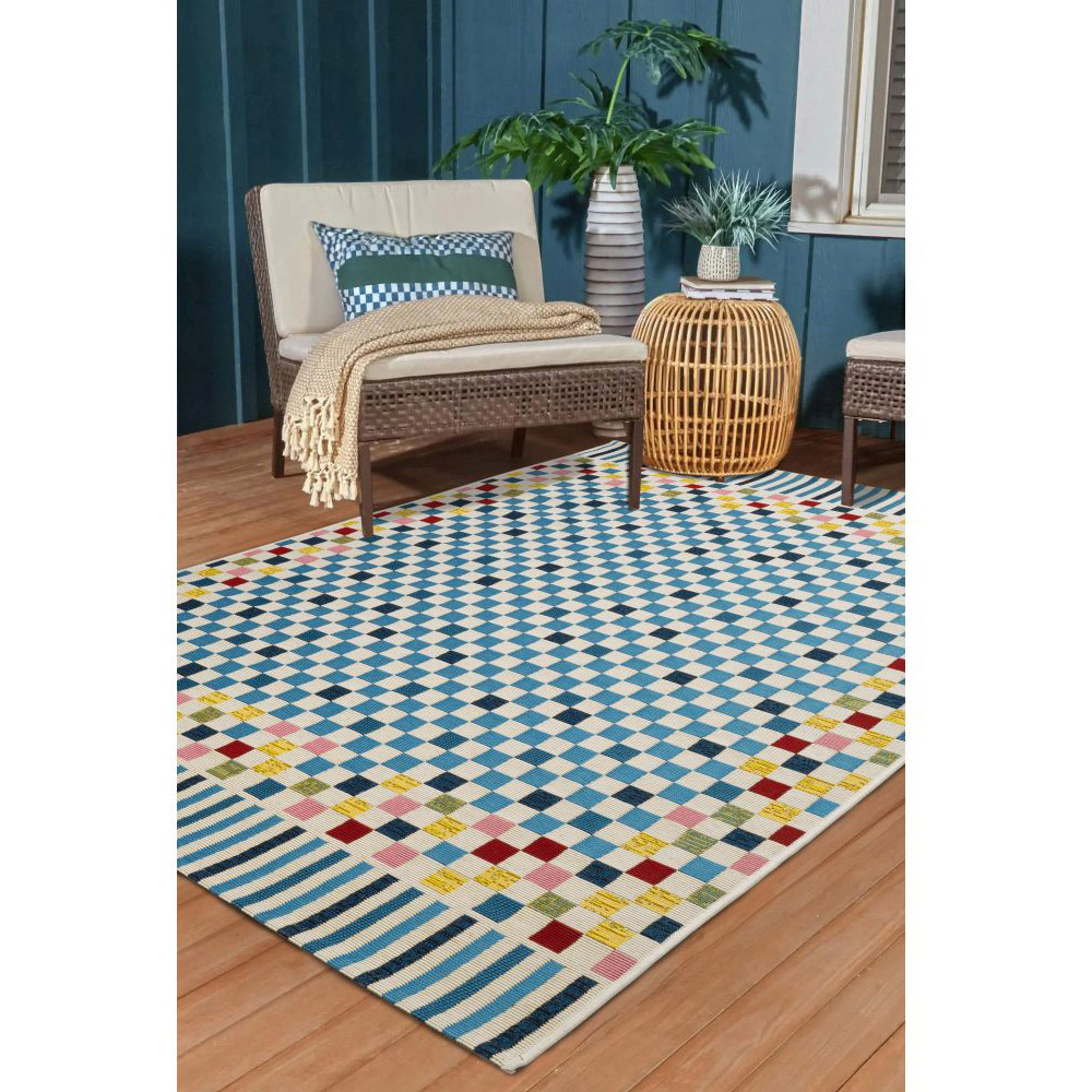 Homemaker Tropico Blue Checker Rug 160 x 230cm Image 6