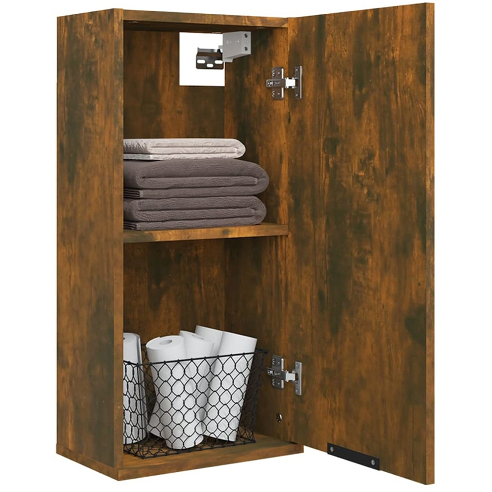 vidaXL Single Door Smoked Oak Wall Mounted Bathroom Cabinet Image 3