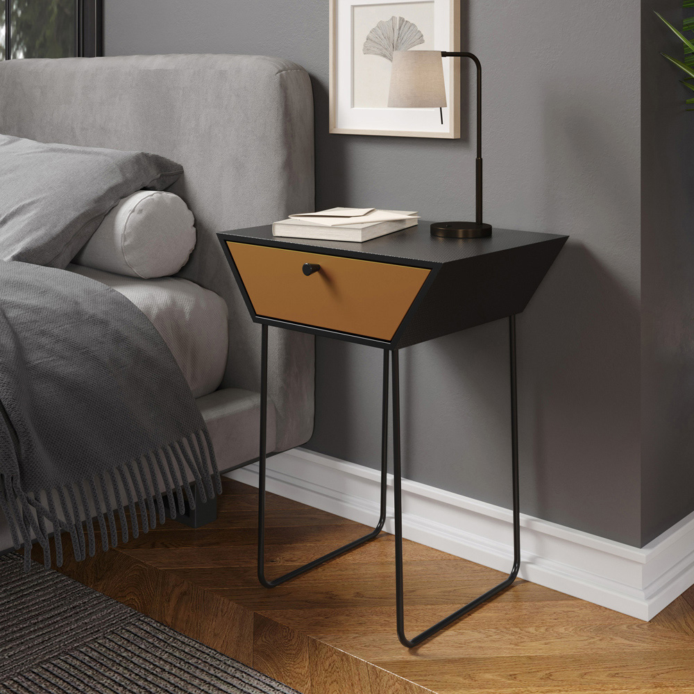 Core Products Apollo Single Drawer Copper and Black Metal Bedside Cabinet Image 6