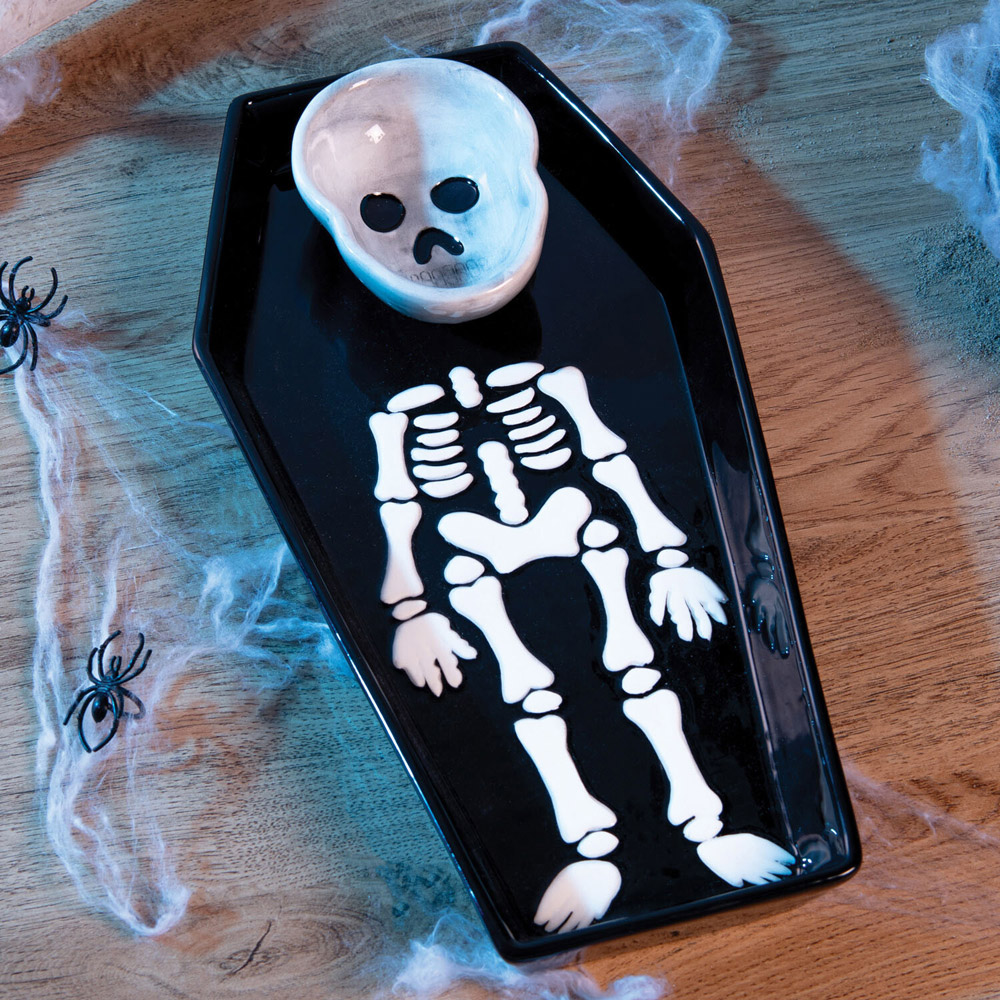Skeleton Serving Plate with Bowl Black Image 2