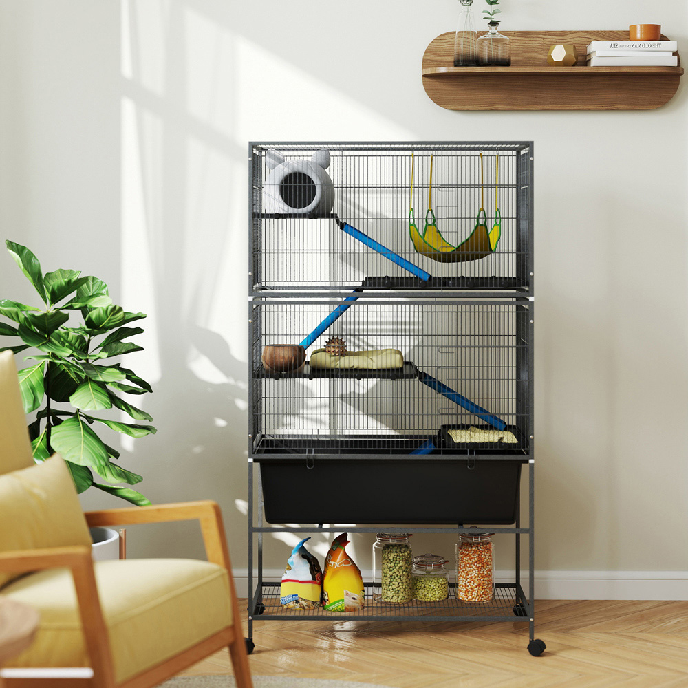 PawHut 5 Level Dark Grey Rolling Small Animal Cage Image 3