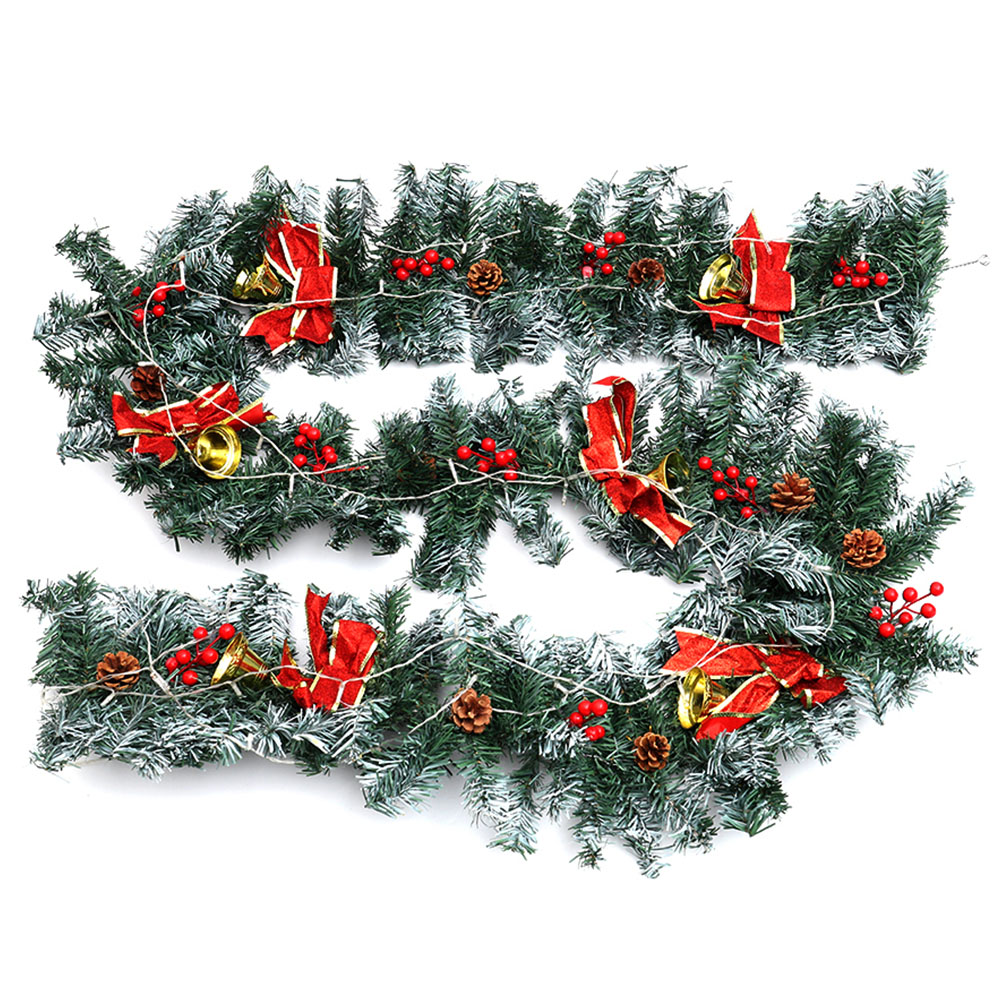Living and Home Pre Lit Christmas Garland with Gold Bell 230cm Image 1