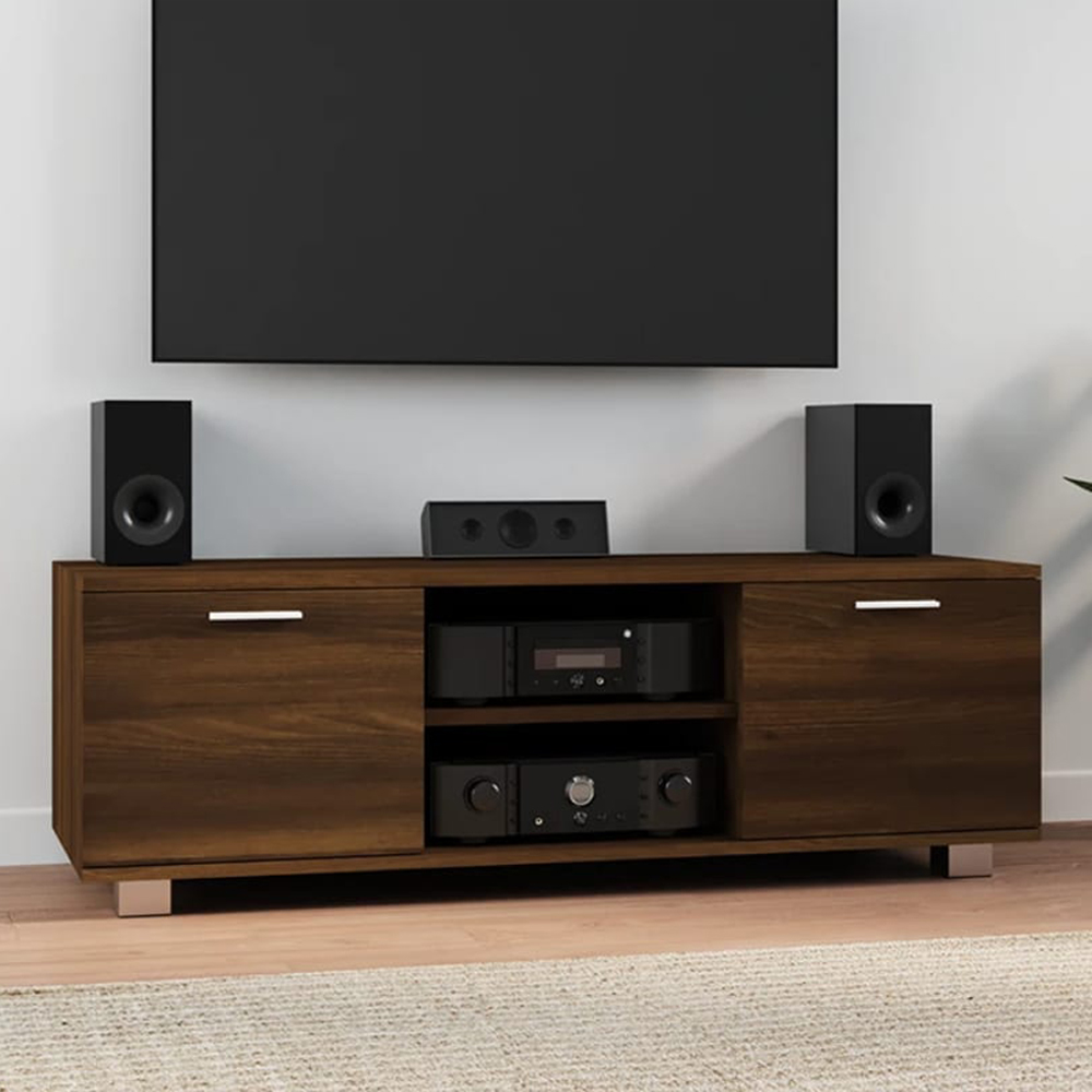 vidaXL 2 Door 2 Shelf Brown Oak TV Cabinet Image 1
