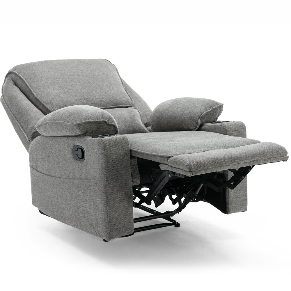 Furniture Online Sydney Grey Manual Recliner Chair with Cupholder Image 4