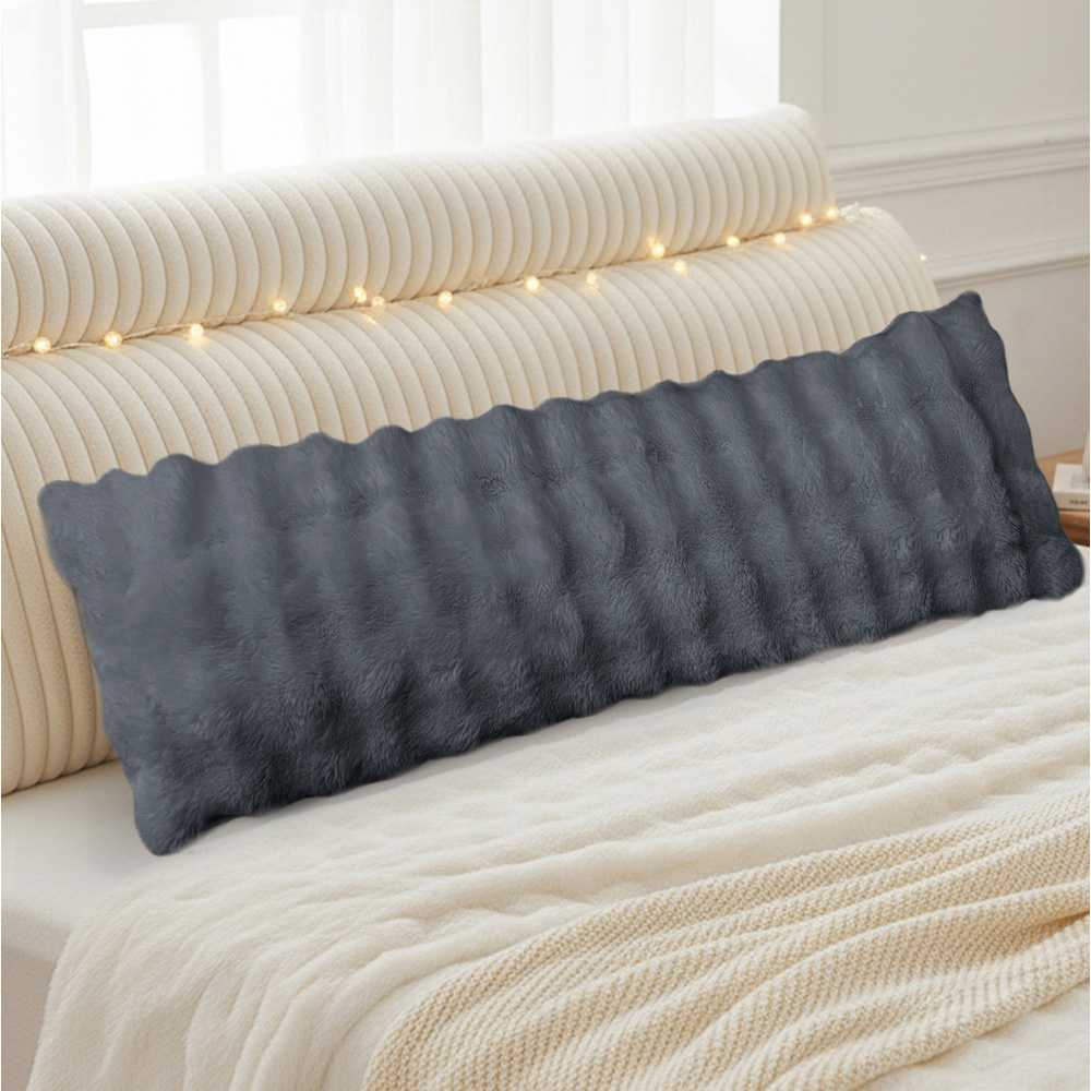 Sweet Dreams Alpine Charcoal Faux Fur Bolster Pillow 137 x 40cm Image 2