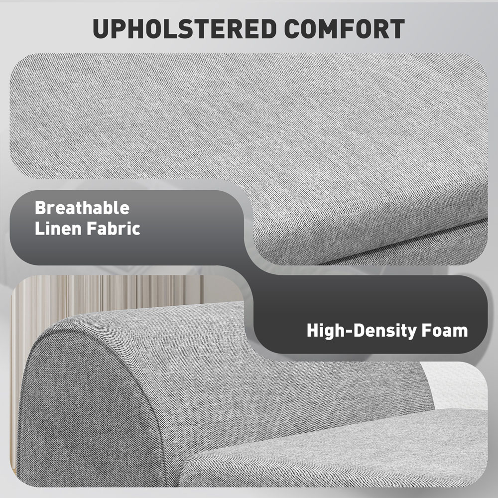 Portland Grey Linen Upholstered Ottoman Storage Bench with Armrest Image 6