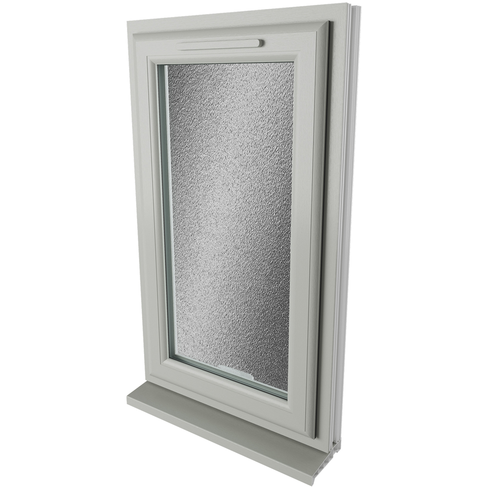 Crystal Agate and White LH Side Hung Obscure Triple Glazed Window 610 x 1190mm Image 4