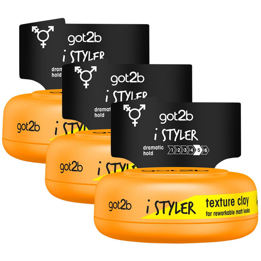 Got2b iStylers Texture Clay for Matte Styles 75ml 3 Pack Image 1