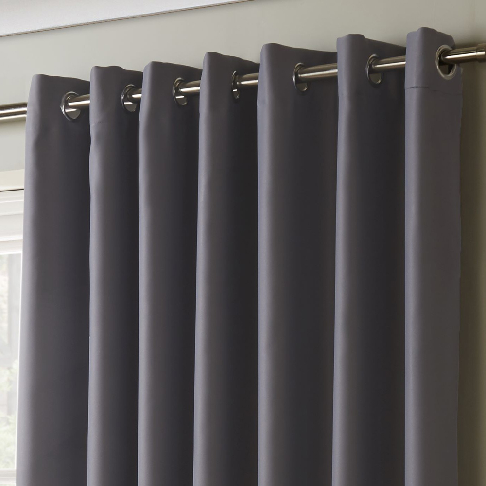 Alan Symonds Essential Silver Plain Ring Top Eyelet Curtains 117 x 183cm Image 3