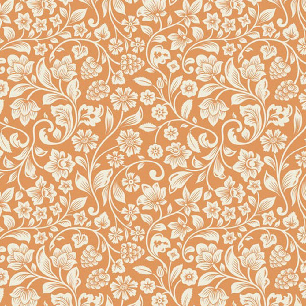 Bobbi Beck Eco Luxury Arts and Crafts Floral Orange Wallpaper Image