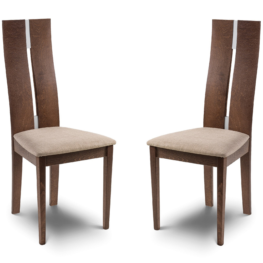 Julian Bowen Cayman Set of 2 Cream and Walnut Dining Chair Image 2