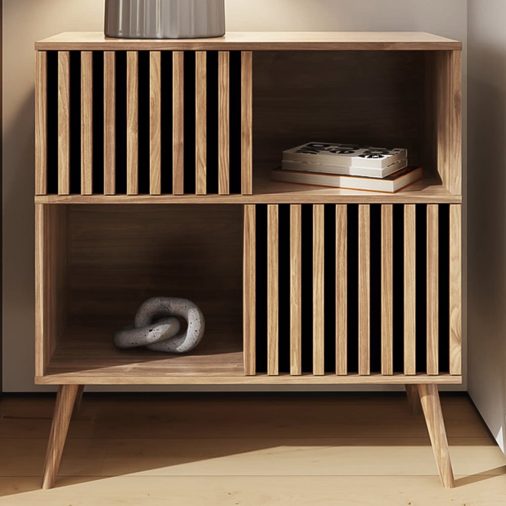 GFW Rowan Oak Louvered Compact Sideboard Image 1