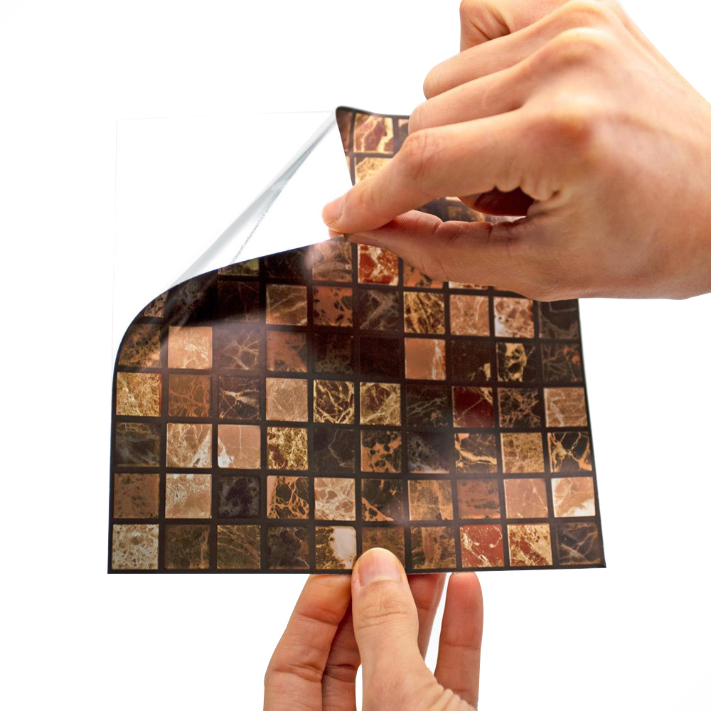 Walplus Metallic Brown Marble Mosaic Self Adhesive Tile Sticker 24 Pack Image 4