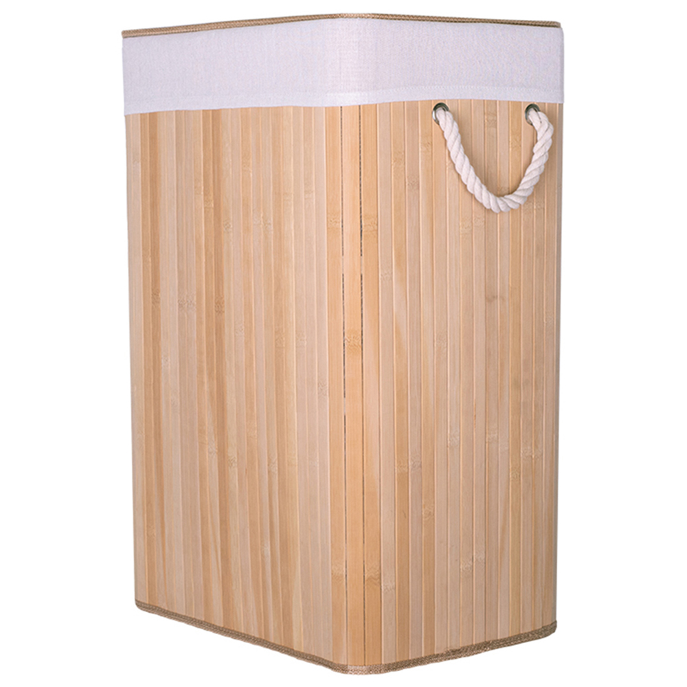 Natural Bamboo Laundry Hamper With Liner Image 1