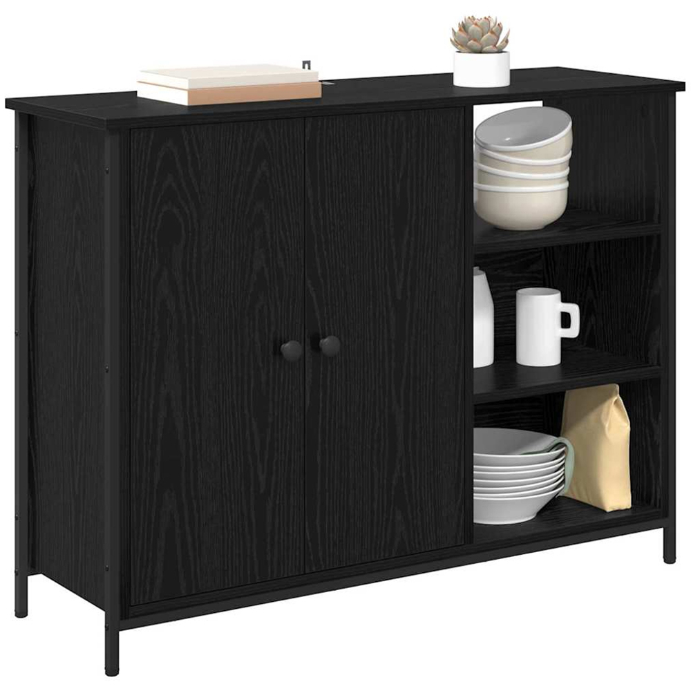 vidaXL 2 Door 3 Shelf Black Oak Sideboard Image 3
