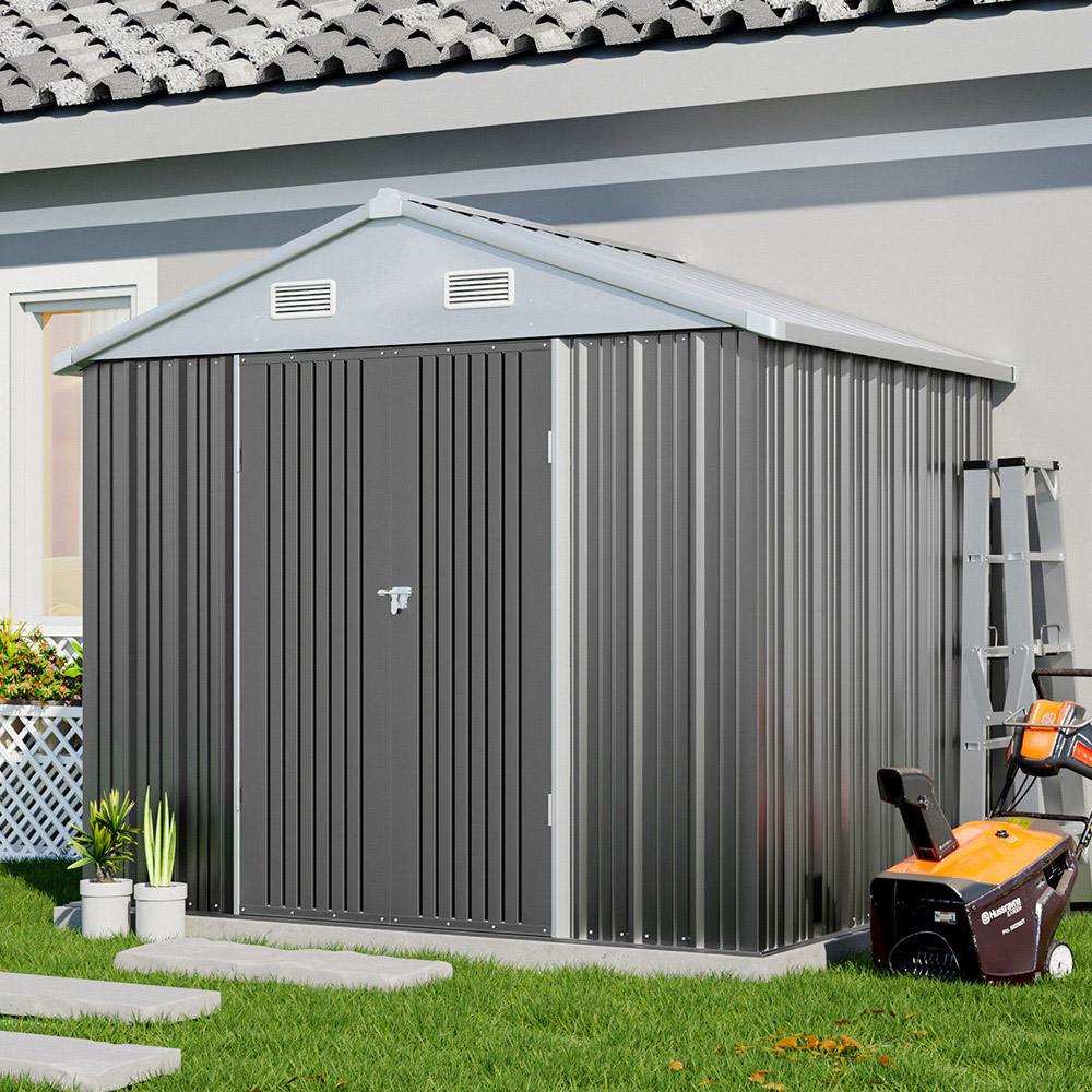 Living and Home 6 x 7.5ft Lockable Door Outdoor Metal Storage Shed Image 2