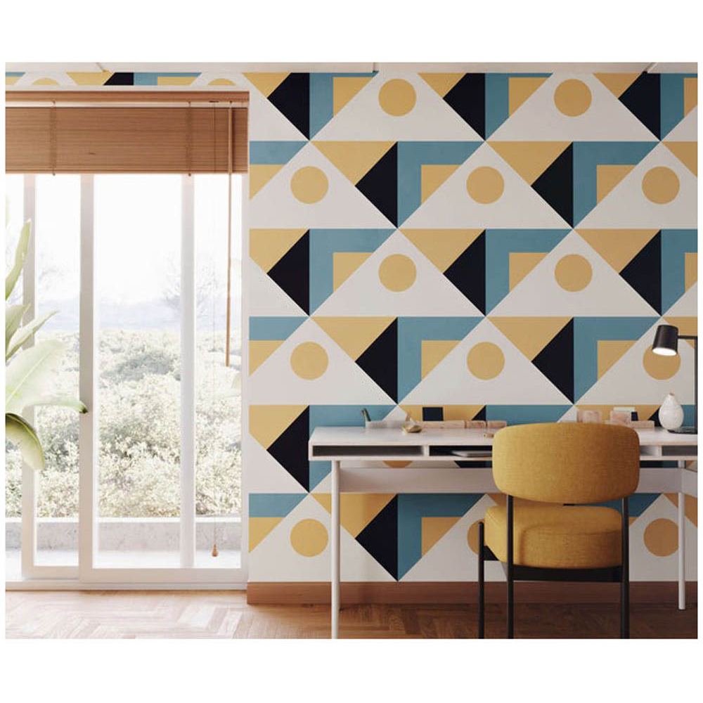 Bobbi Beck Eco Luxury Contemporary Triangle Geometric Blue Wallpaper Image 2