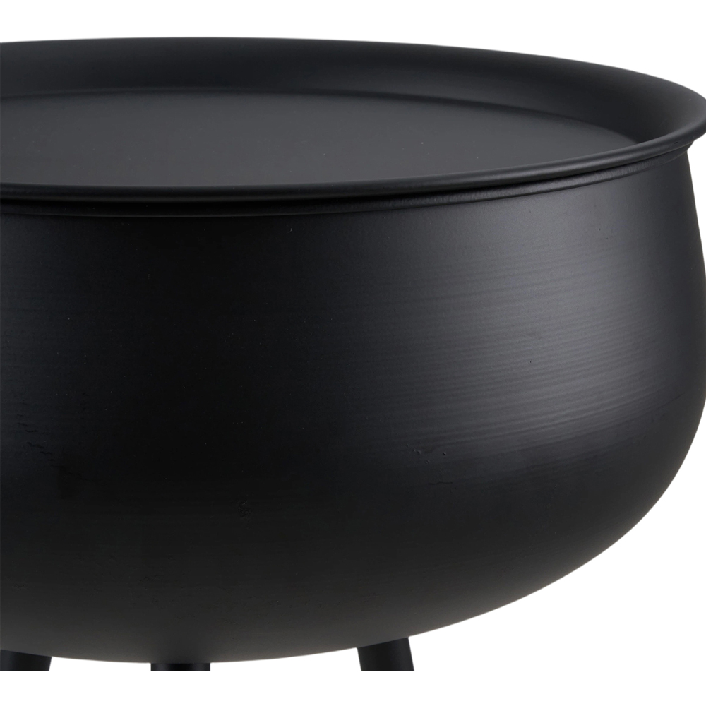 Living and Home Black Round Lift-Top Storage Side Table with Hidden Compartment Image 5