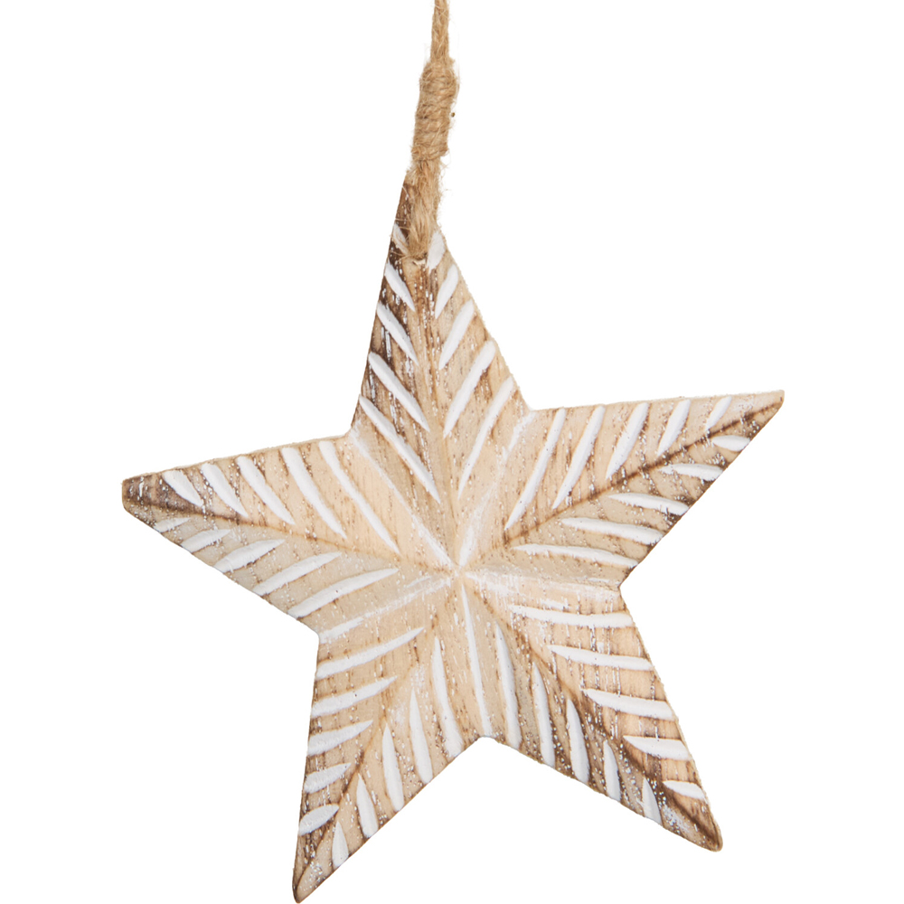 Wooden Scandi Star Decoration Image 6