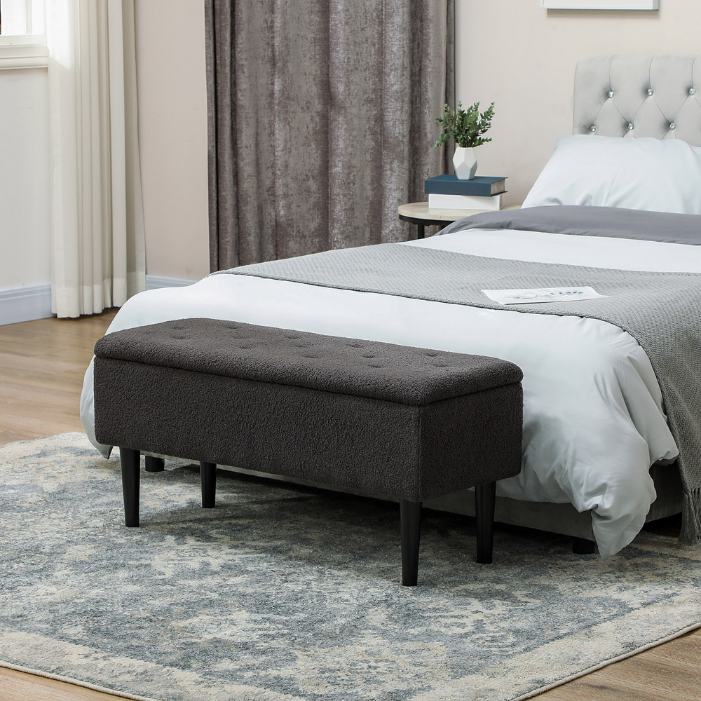 HOMCOM Dark Grey Bed End Ottoman Bench Image 4