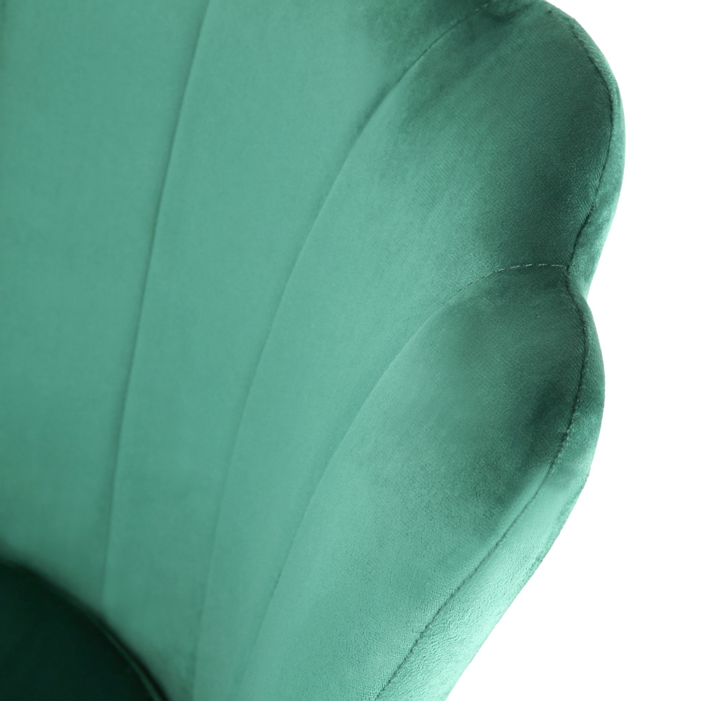 Freya Petal Back Accent Chair Velvet Uphostery - Green Image 6