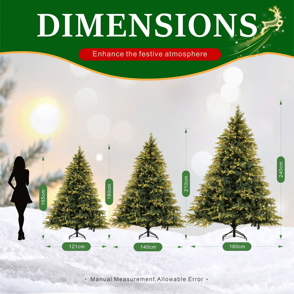 Abrihome 370 Warm White LED Pre-Lit Artificial Christmas Tree with 852 Mixed Tips 6ft Image 9