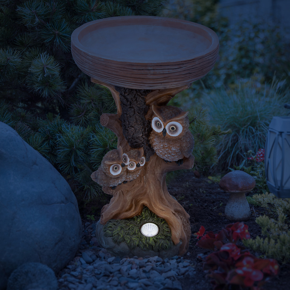 GardenKraft LED Solar Owl Bird Bath Image 8