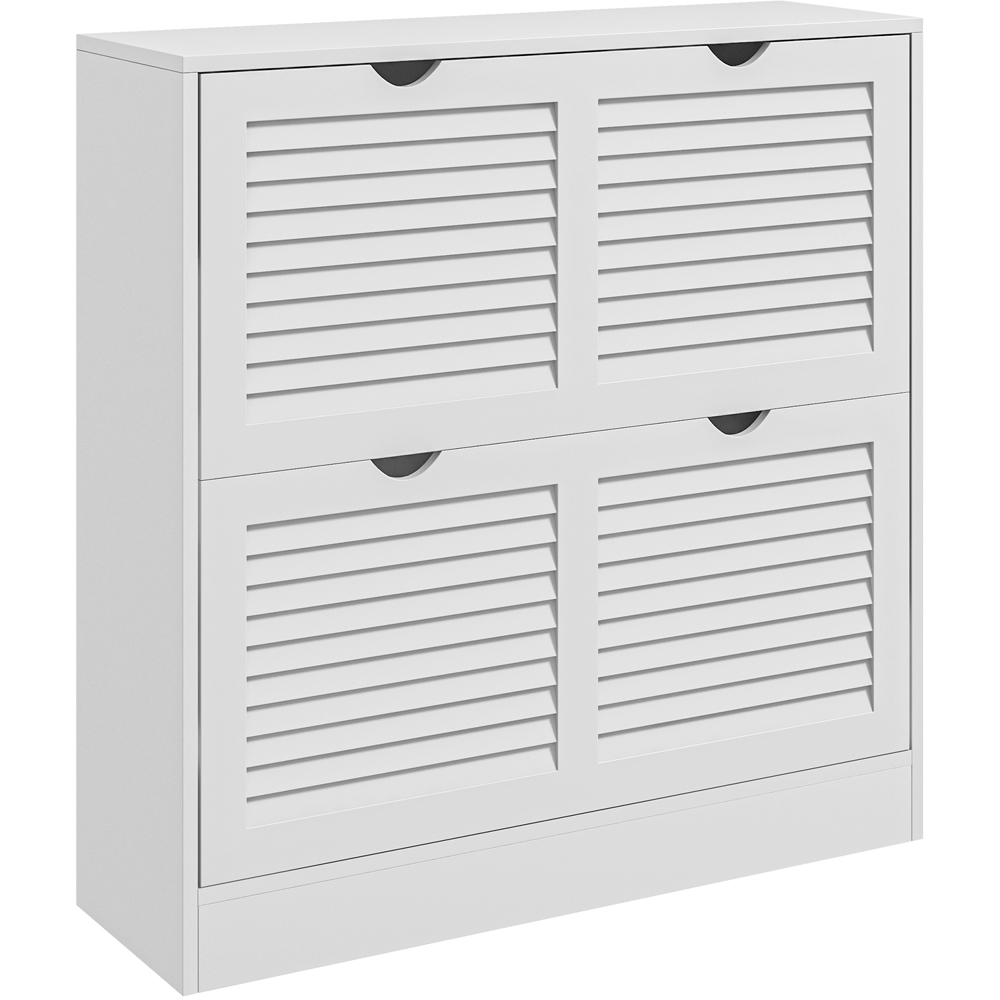 HOMCOM 2 Drawer White Slim Shoe Storage Cabinet Image 2