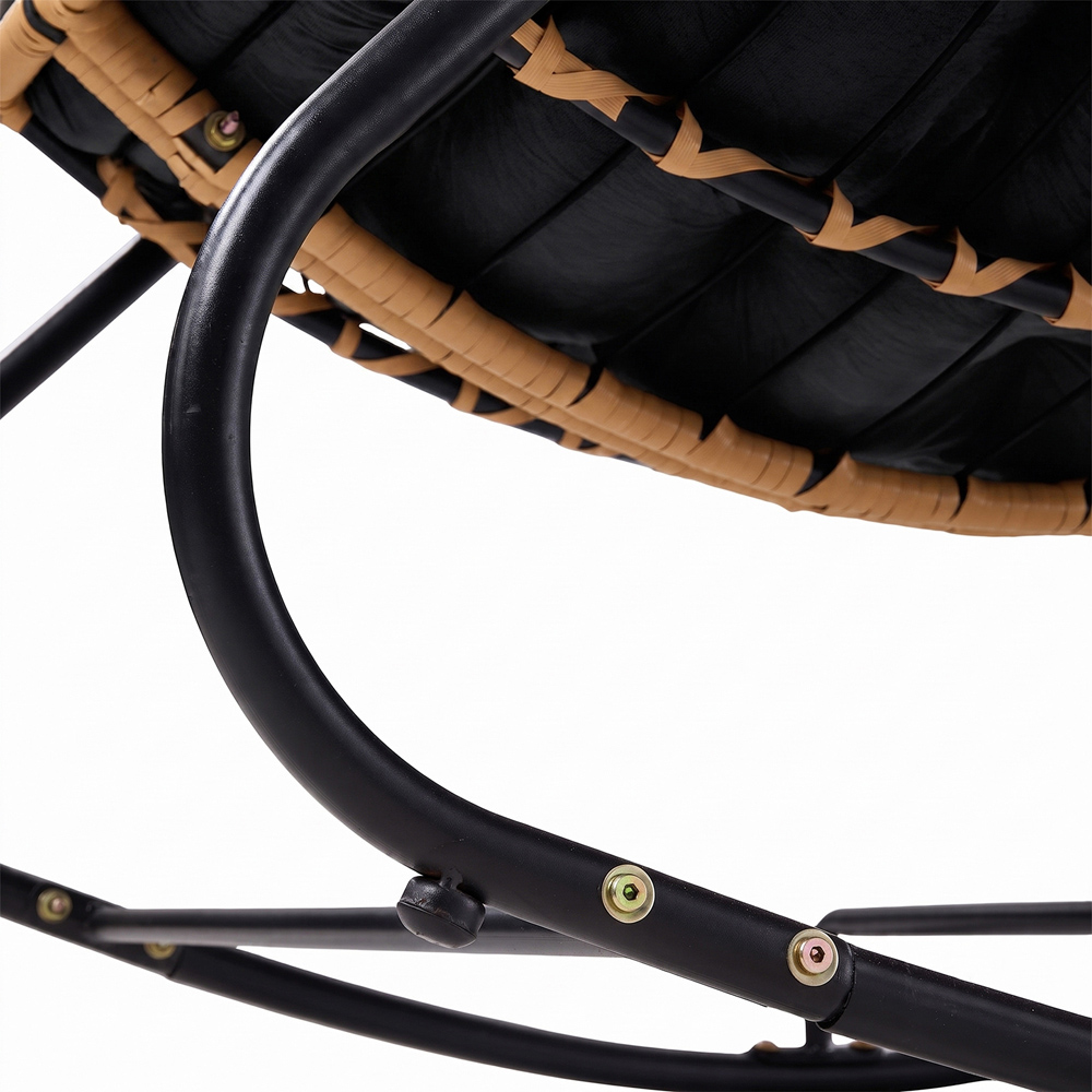 Living and Home Black Cushion PE Rattan Rocking Chair Image 6