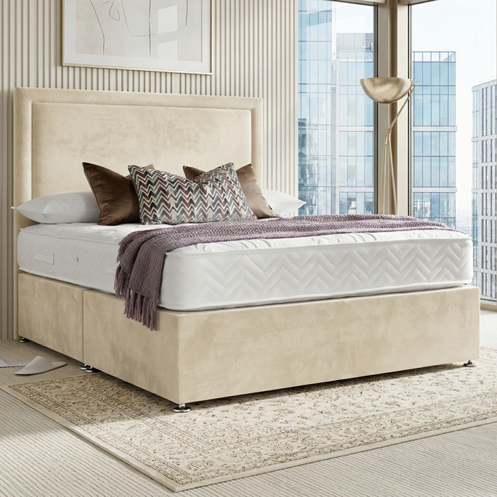 DS Living Velmont Single Cream Plush Divan Bed Image 1