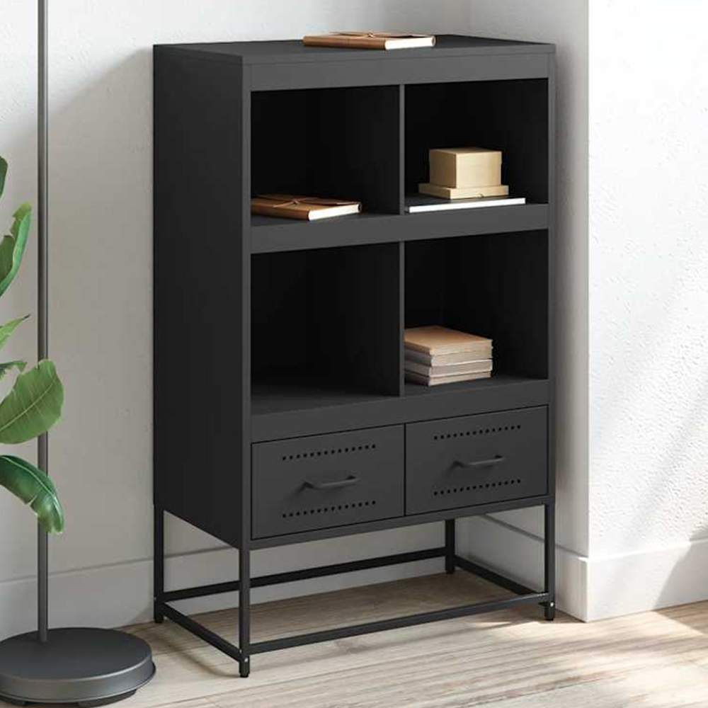 vidaXL 2 Drawer 4 Shelf Black Highboard Image 1