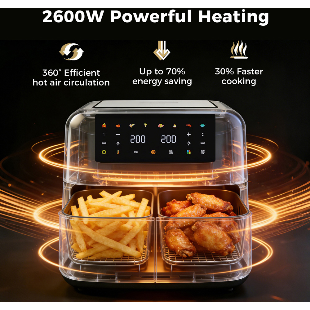 Spector FR1009-BK-UK Black Dual Zone Air Fryer 12L 2600W Image 4