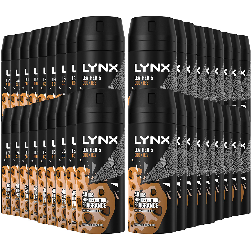 Lynx Collision Leather and Cookies 48H Protection Deodorant Body Spray 150ml 36 Pack Image 1