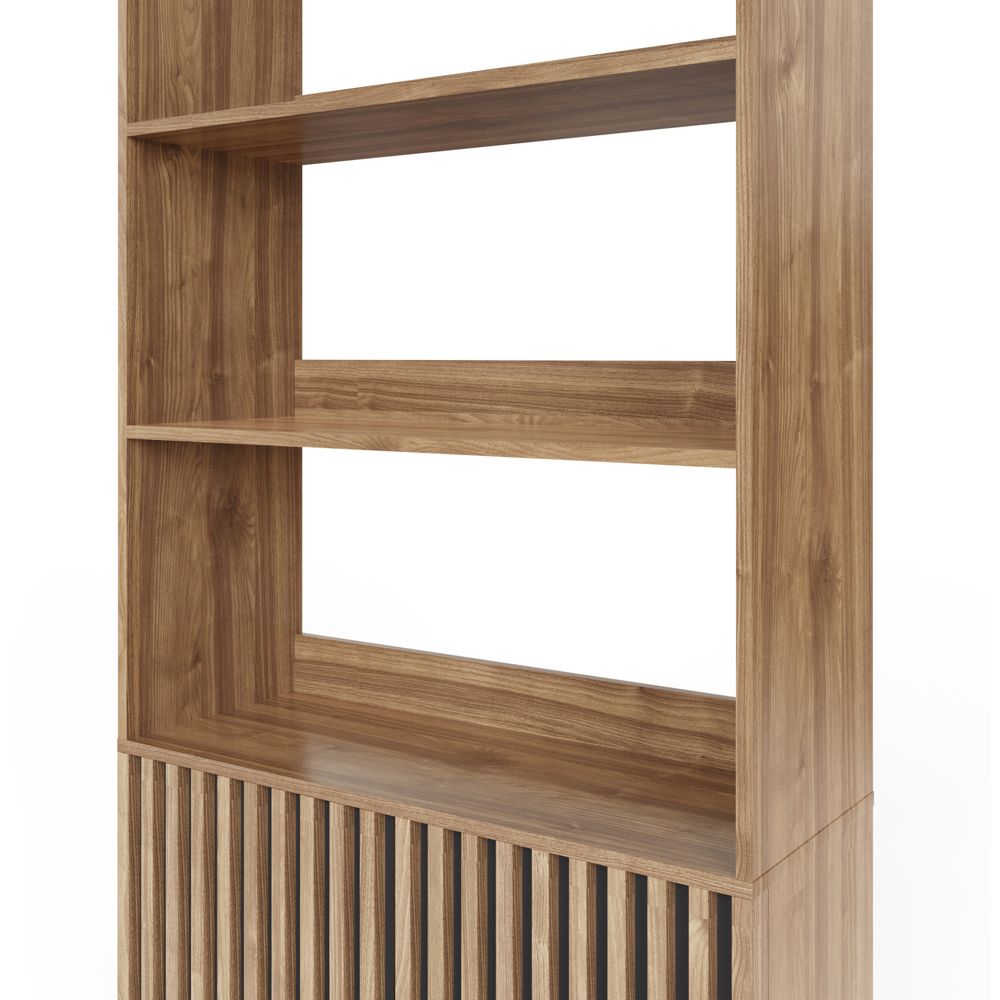 GFW Rowan 2 Door 3 Shelf Oak Slatted Bookcase Image 6
