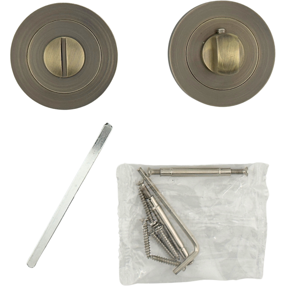 AXS Hardware Antique Brass Bathroom Turn and Release Privacy Set with Deadbolt 57mm Image 3