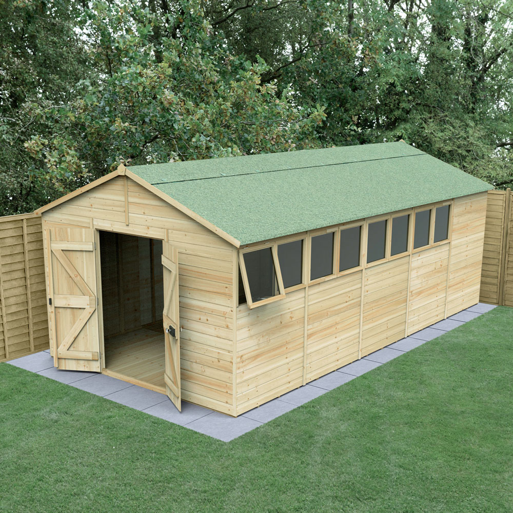 Forest Garden Timberdale 10 x 20ft Single Opening Apex Shed Image 2