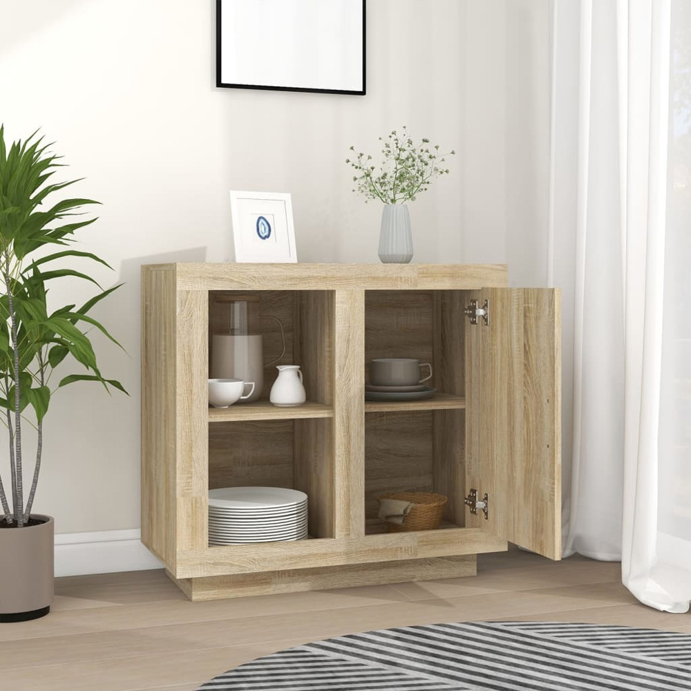 vidaXL Single Door 2 Shelf Sonoma Oak Sideboard Image 8