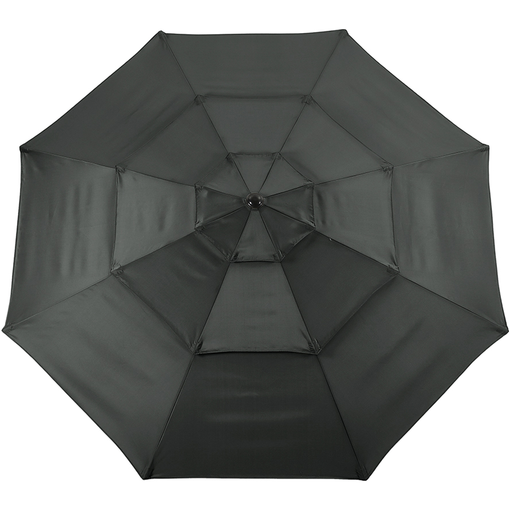 Living and Home Dark Grey 3 Tier Crank and Tilt Parasol with Weave Cement Base 3m Image 2